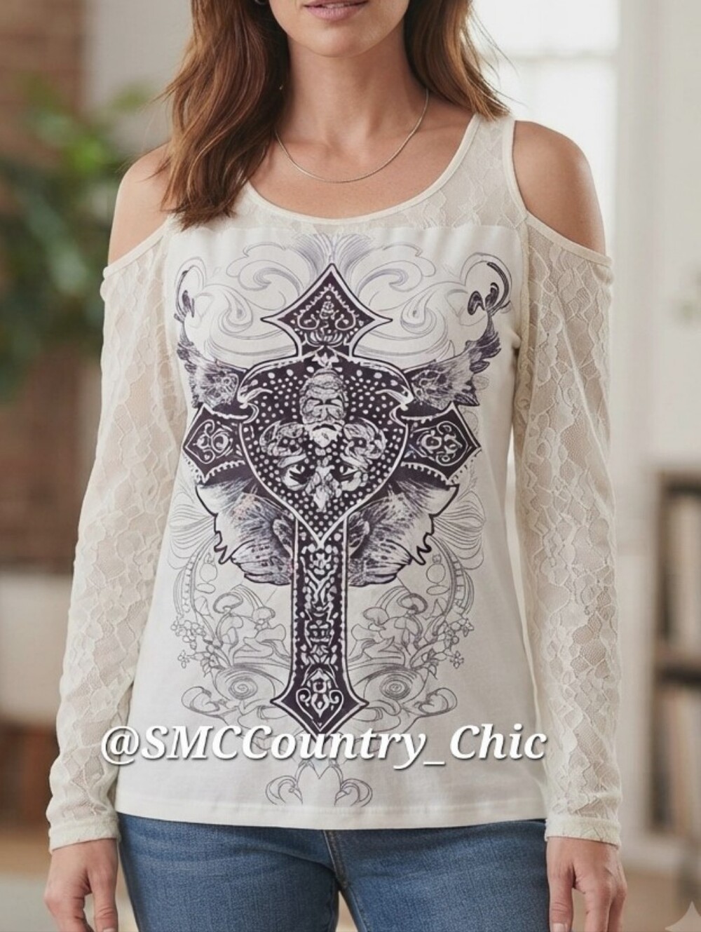 Y2K Western Gothic Cold Shoulder Top